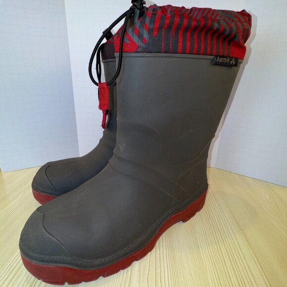 Kamik Snobuster Waterproof Insulated Winter Boots Kids Size 4 Gray/Red - Picture 1 of 5